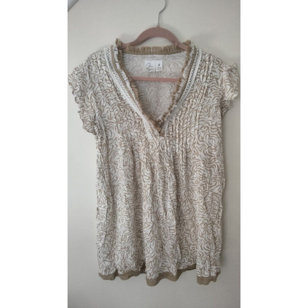 Bathing Suit Coverup * Goa Beachwear by Japna Medium Women's Tan White Fringe